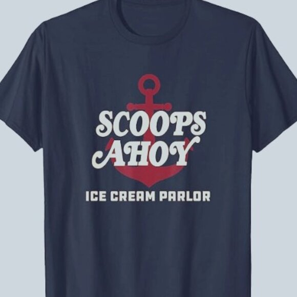 Port Company Other - Port Company Netflix Scoops Ahoy Navy Blue T-Shirt Anchor Red Size Medium NWOT